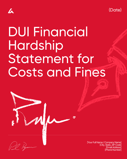 DUI Financial Hardship Statement for Costs and Fines