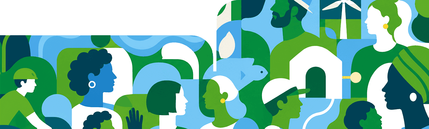Illustration of diverse people side by side