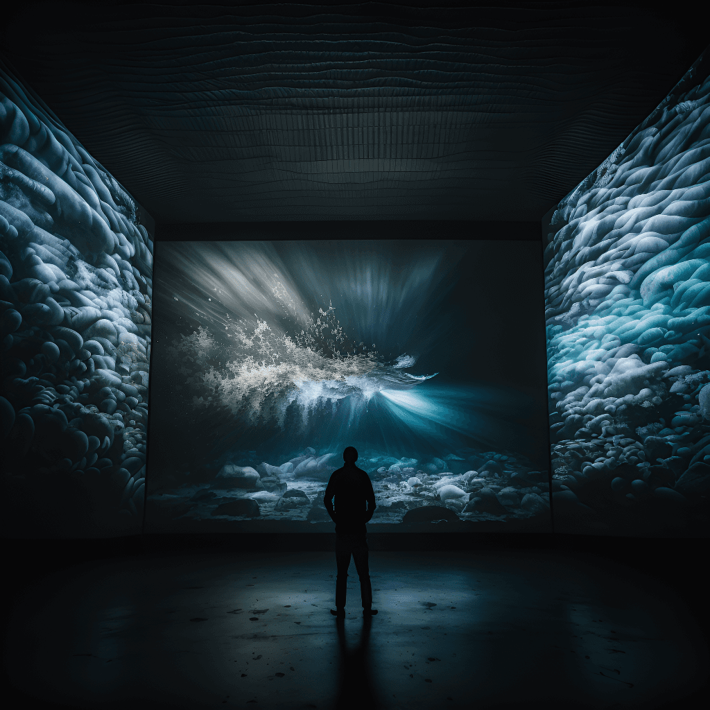 Person looking at immersive art