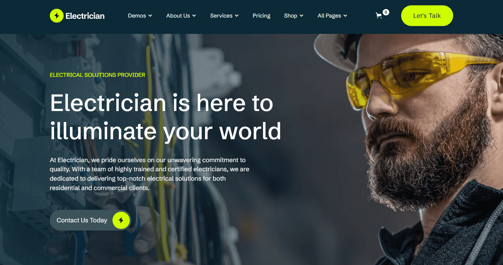 sample electrician website template