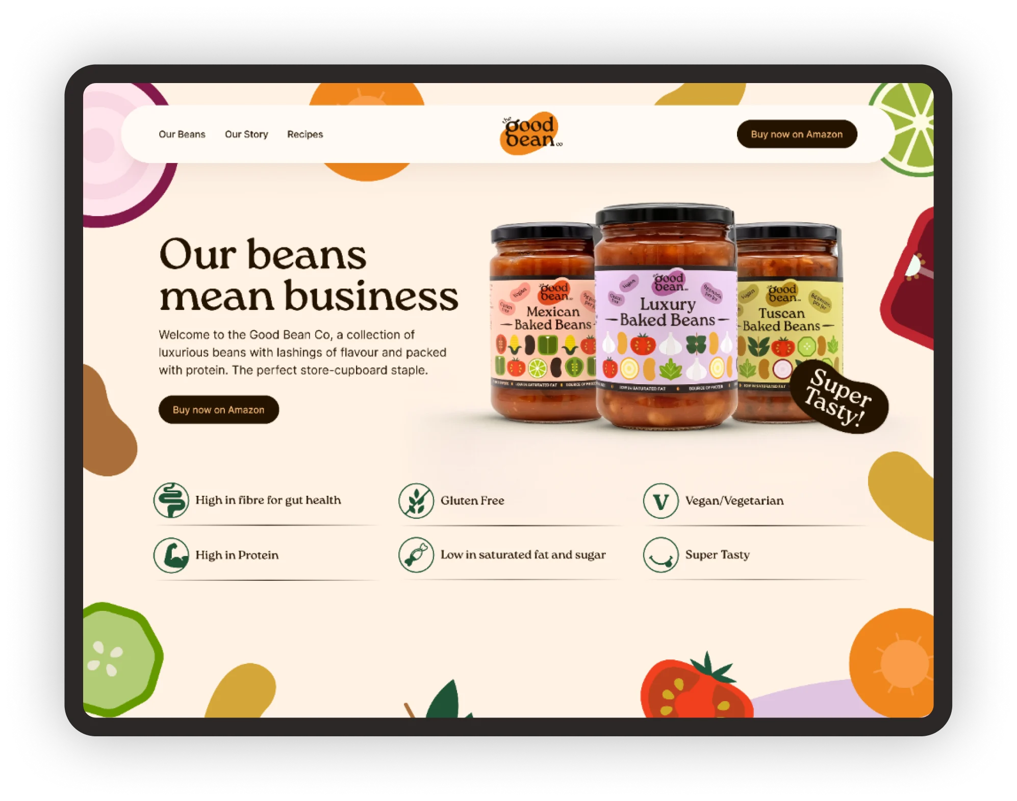 Good Bean Co web design tablet 2