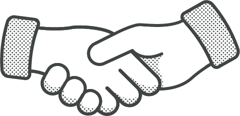 Linework cartoon illustration of shaking hands.