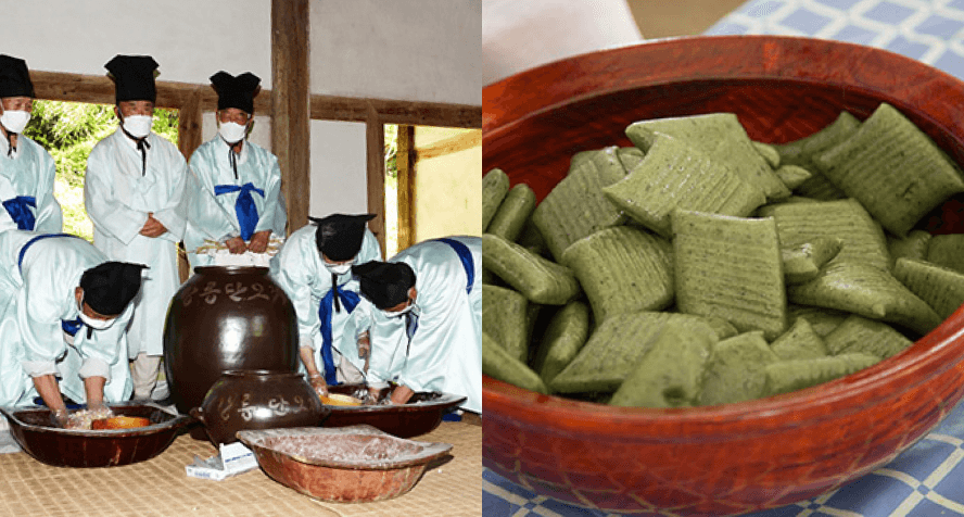 신주 만들기(좌), 수리취떡 ⓒ 유네스코 창의도시 강원(우)
