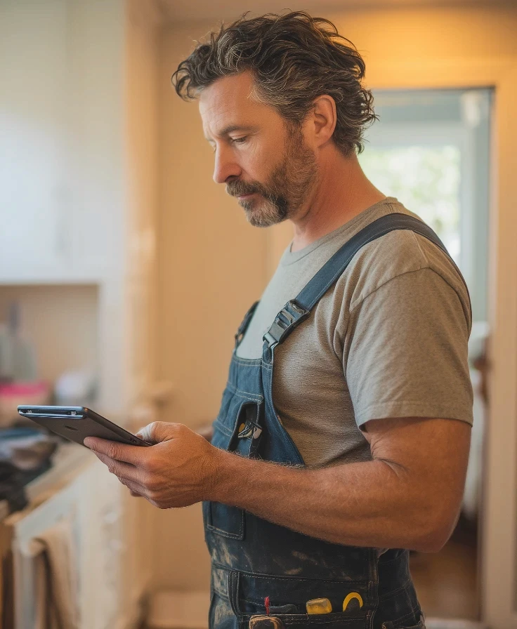 Electrician Standing in Kitchen