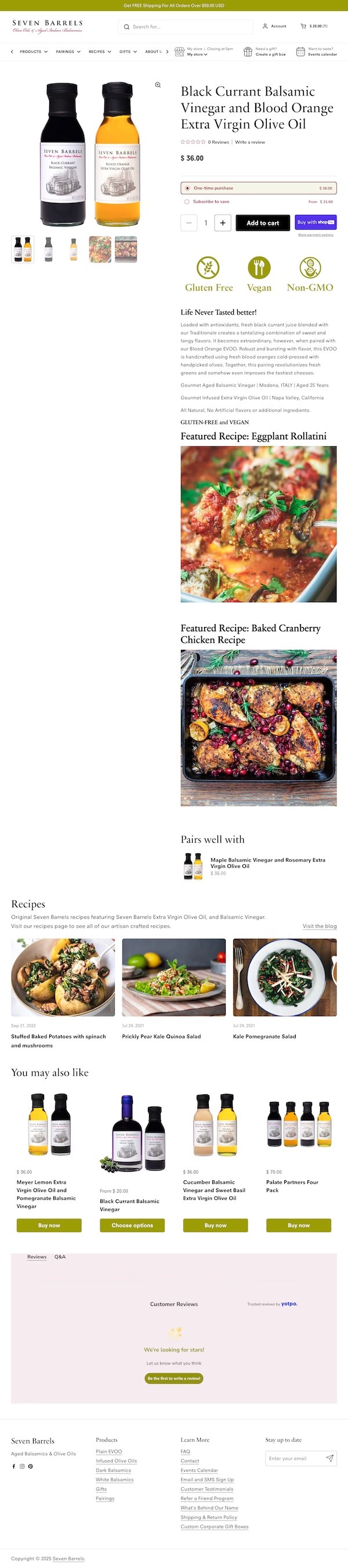 Seven Barrels Website Redesign 2021 Product Page