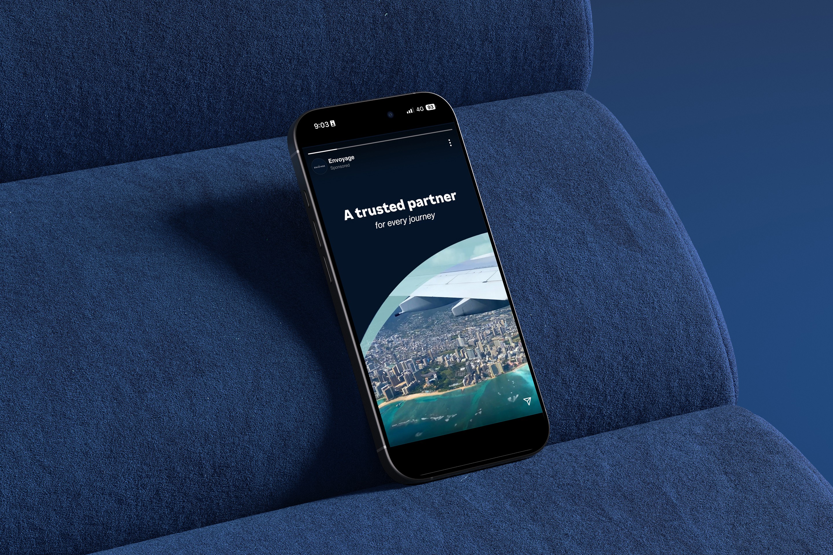 Phone showing ad
