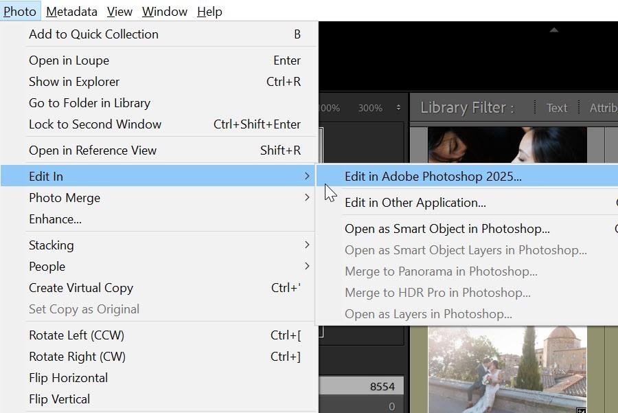 Demonstrates how photographers can send an image from Lightroom to Photoshop with all RAW adjustments preserved for advanced retouching.