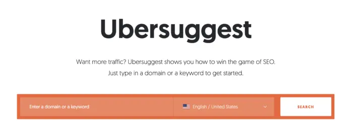 Ubersuggest homepage&nbsp;
