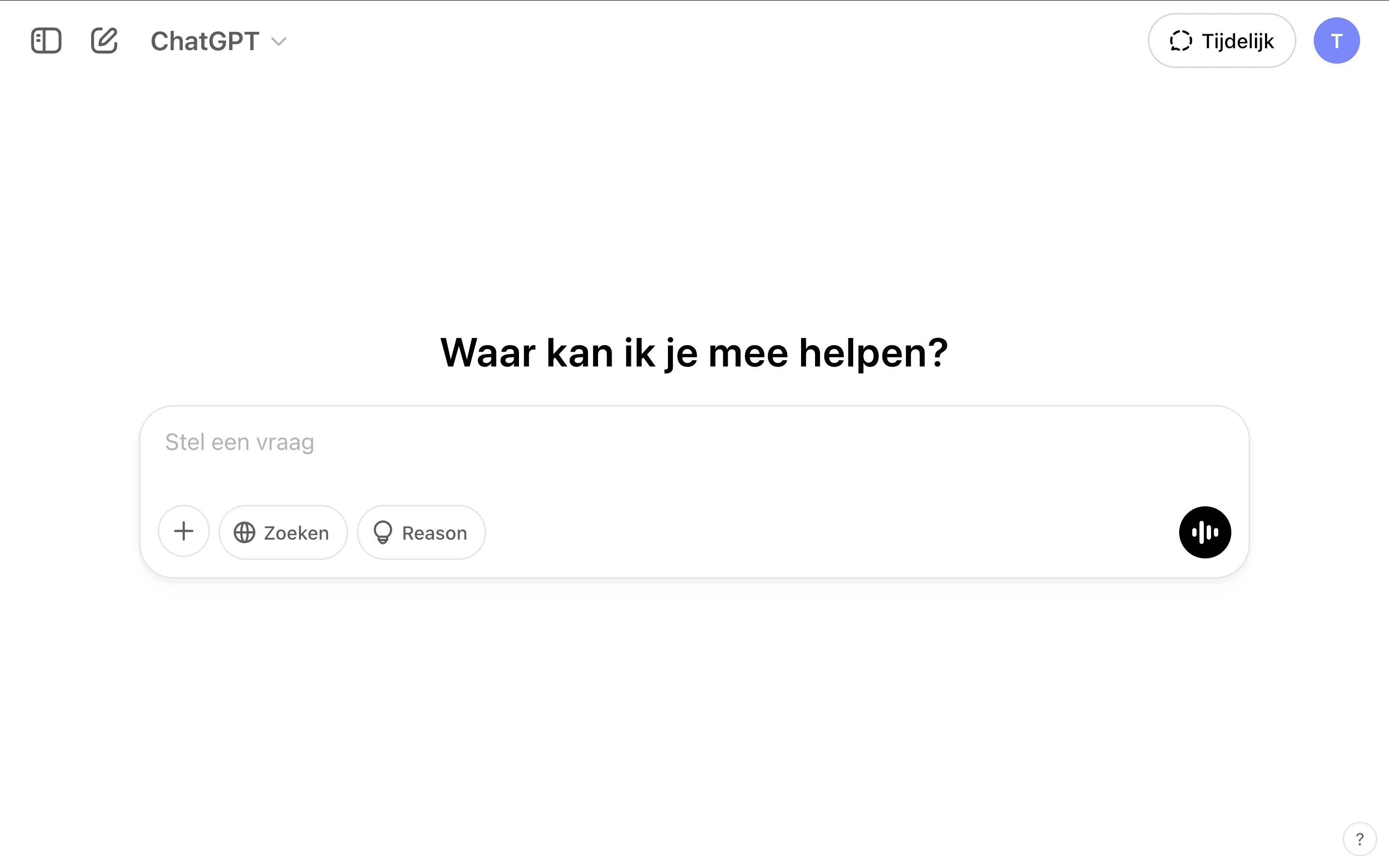 Screenshot van ChatGPT website