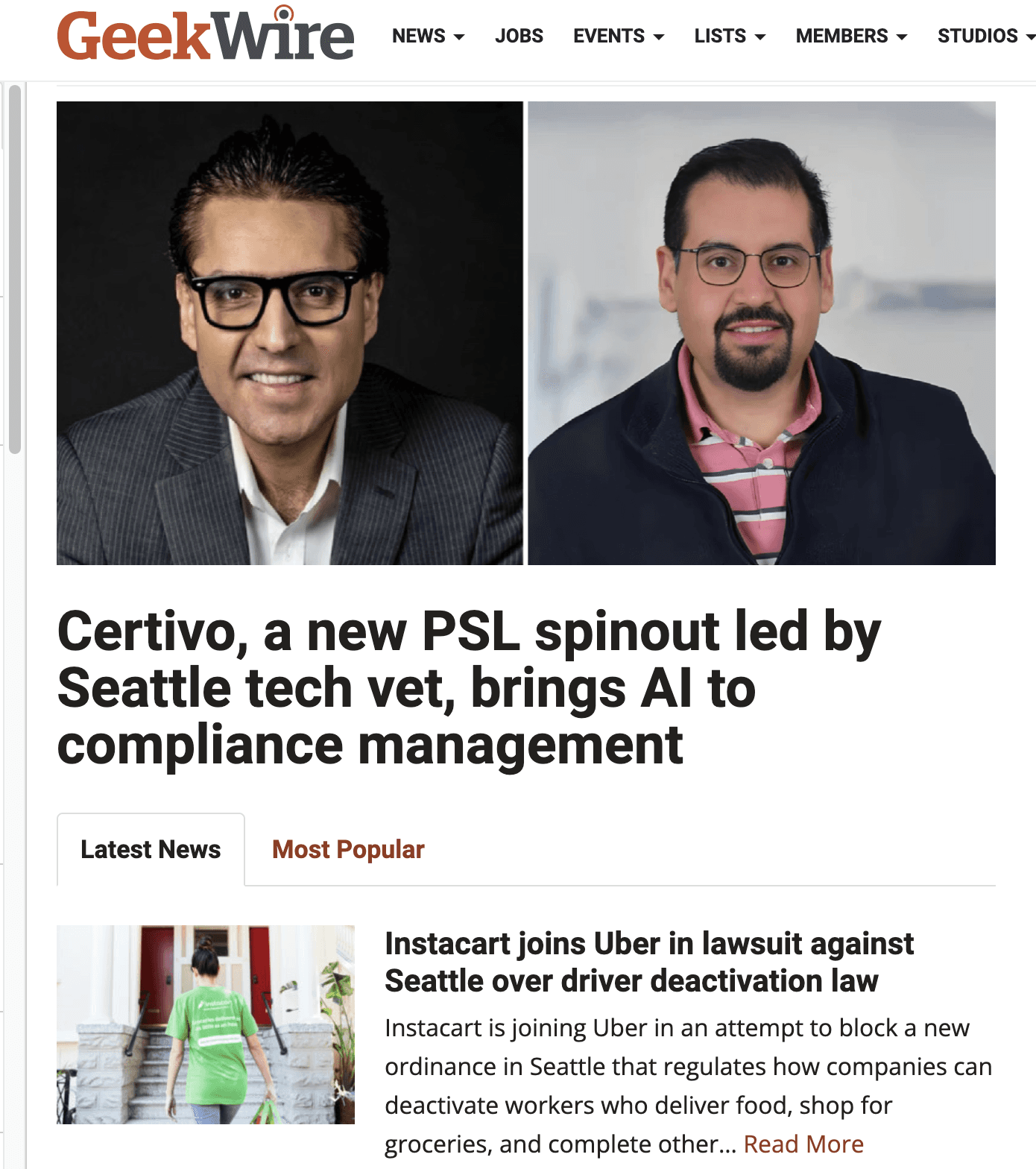 Geekwire Certivo Article