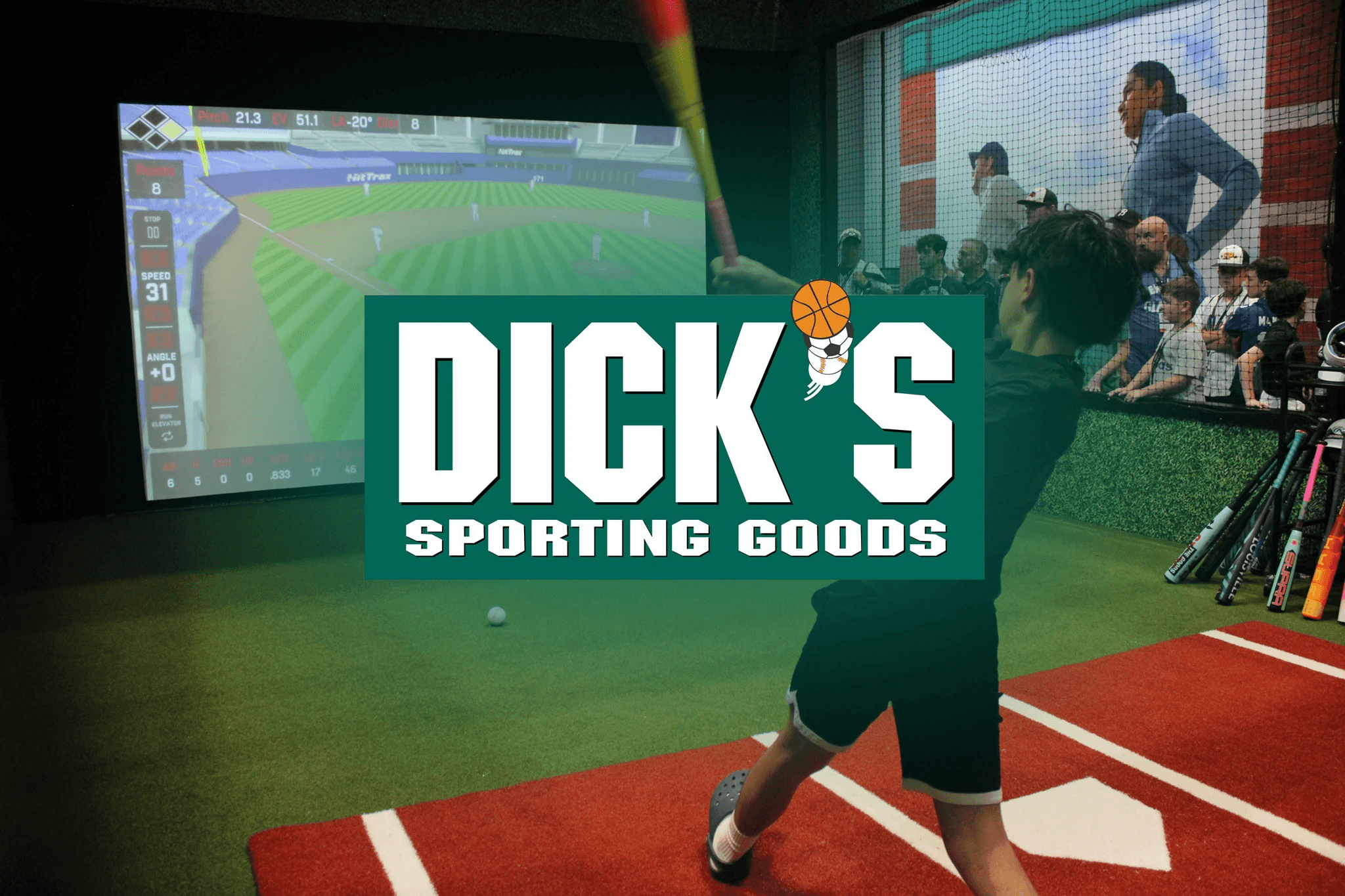 HitTrax Suite batting cage installed inside a Dick’s Sporting Goods retail store.