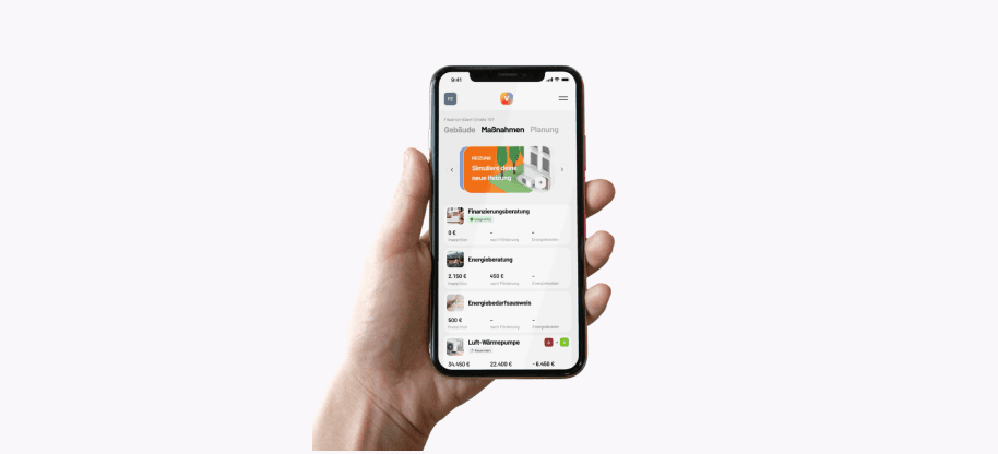 Smartphone zeigt die viadukt Plattform für Eigentümer:innen