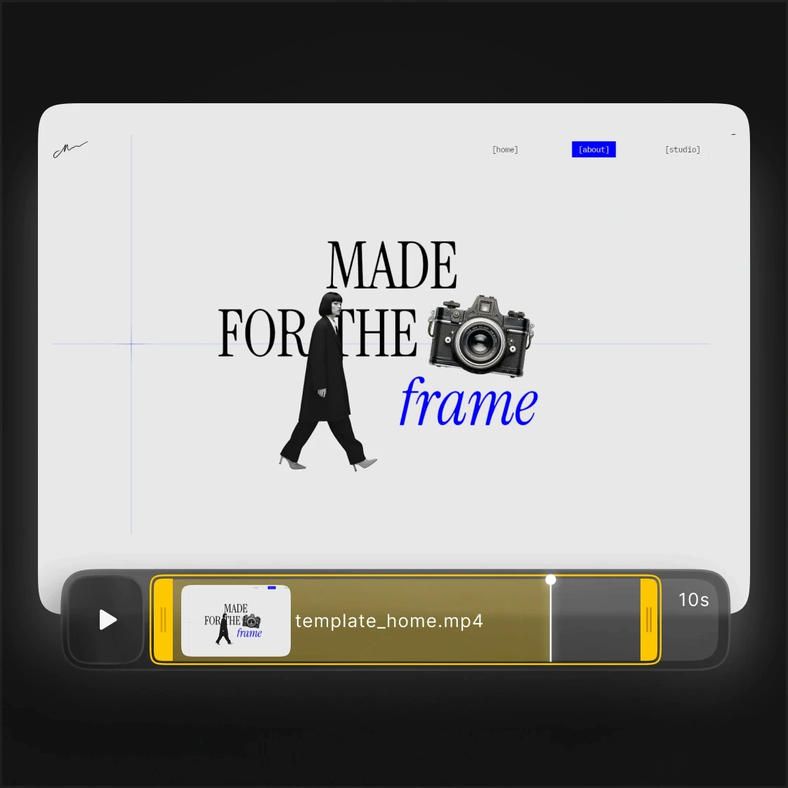 PreviewKit's timeline editor trimming a video template with animated title text
