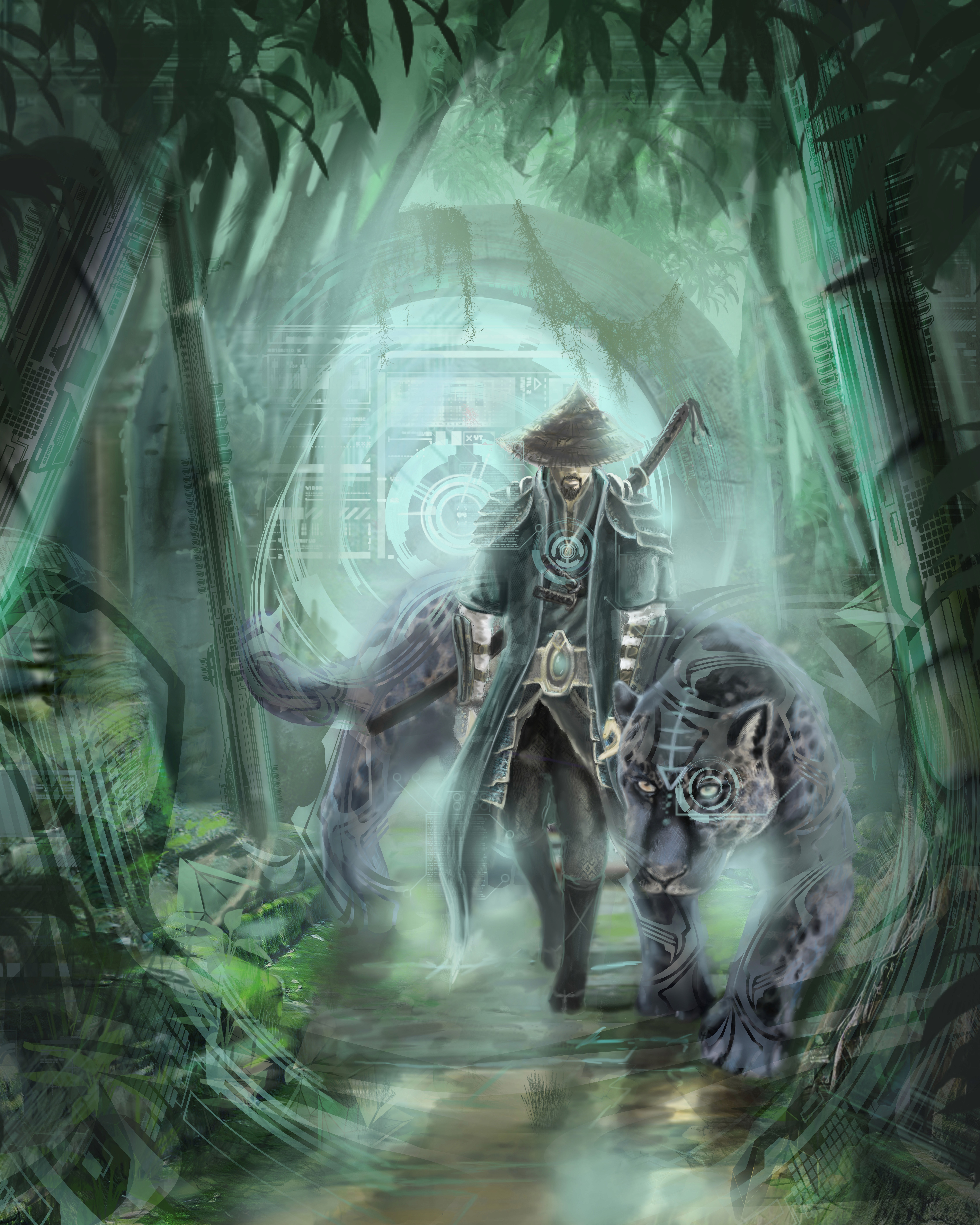 A delicate painting of flowers, leaves, and water droplets in soft hues