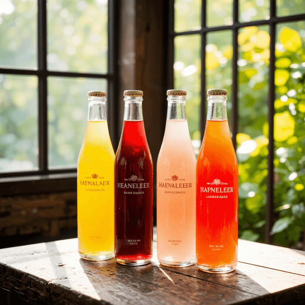 product photography of a set of flavored soft drink bottles