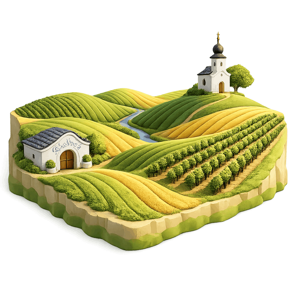 Artistic illustration of the Moravia wine region.
