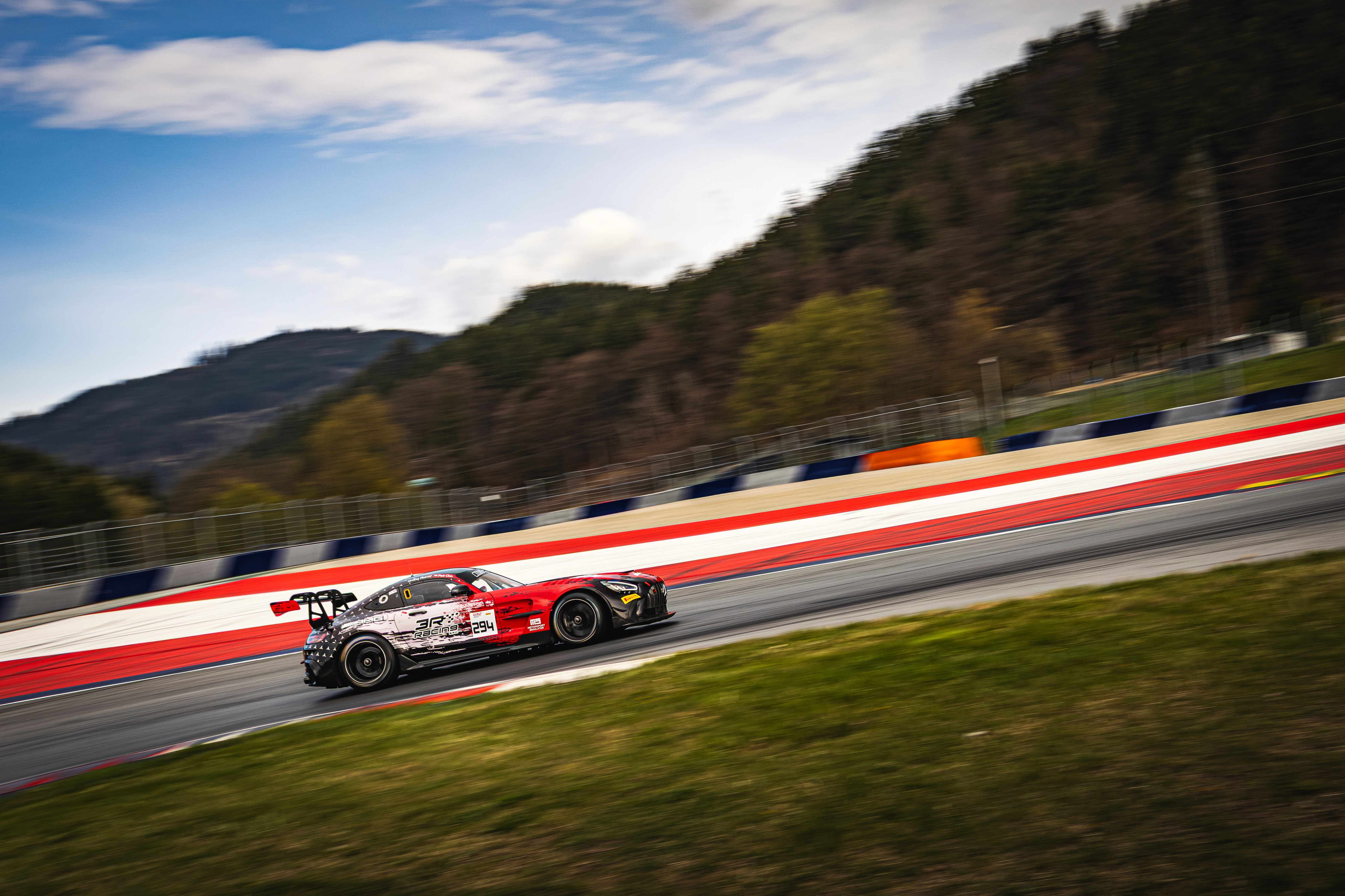 Drone shot of a running track at night