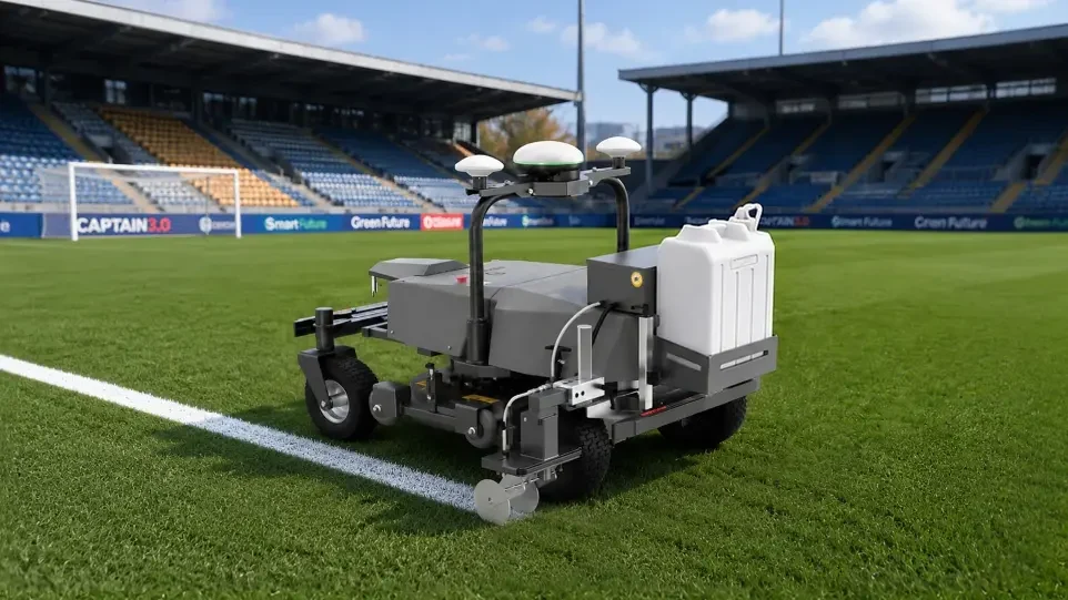 FJD RM21 Rough Ranger line marking a sports pitch in a stadium