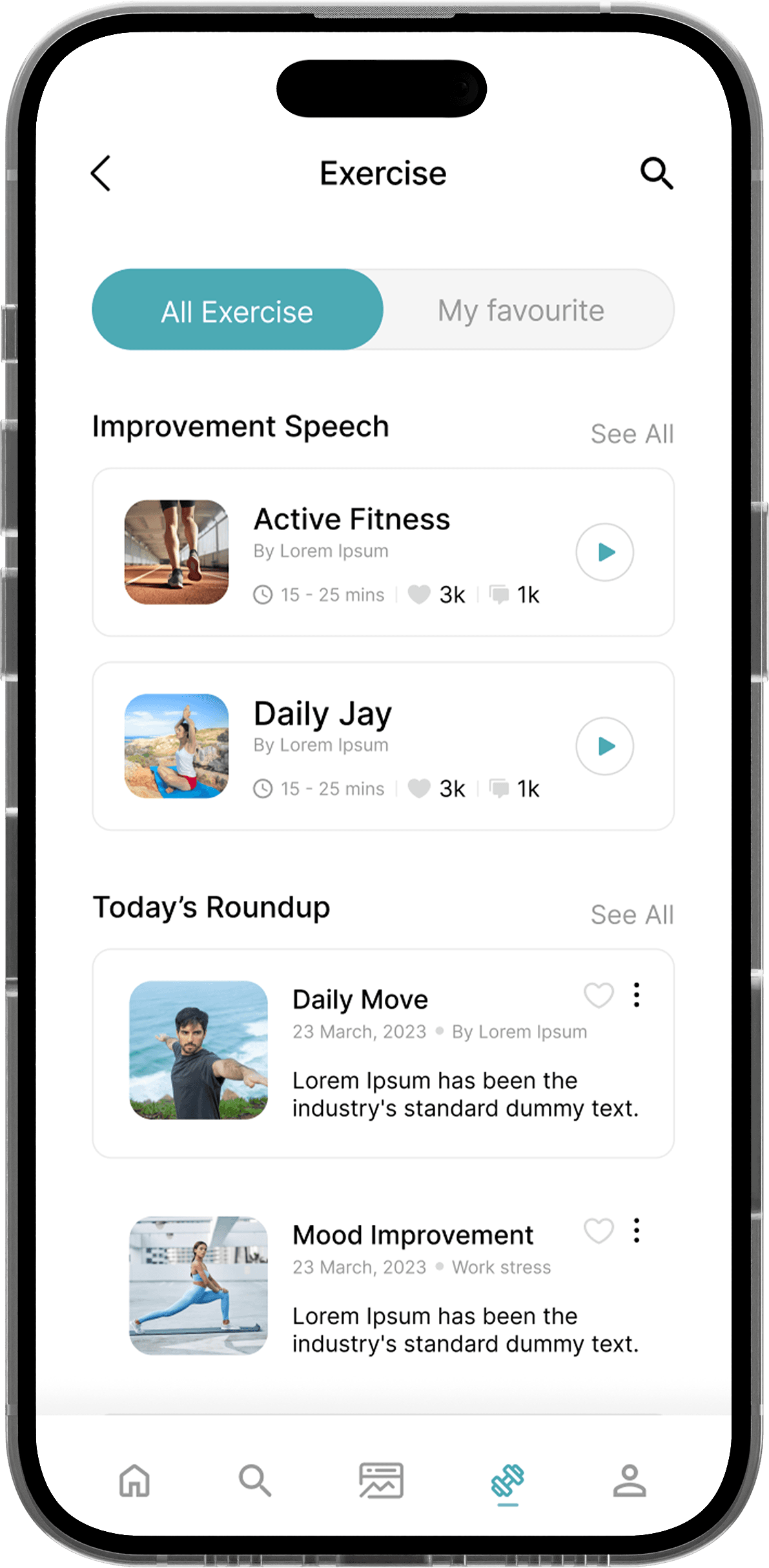 exercise Screen Mobile App Design PNG Image