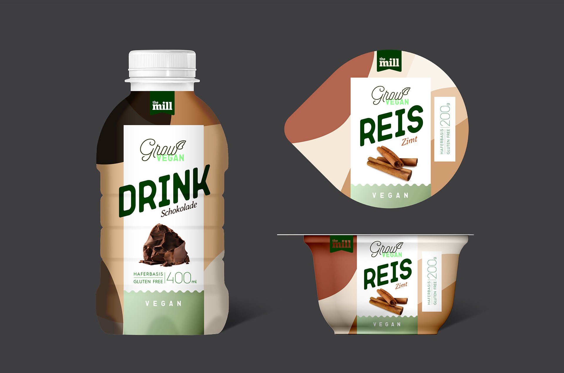 Label Design für eine vegane Food Linie – modernes Verpackungskonzept mit klarer Typografie und natürlicher Farbwelt