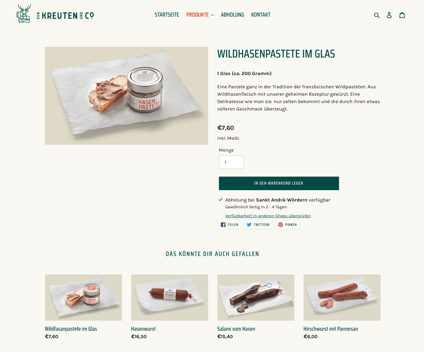 von Kreuten & Co: Webshop Product Details