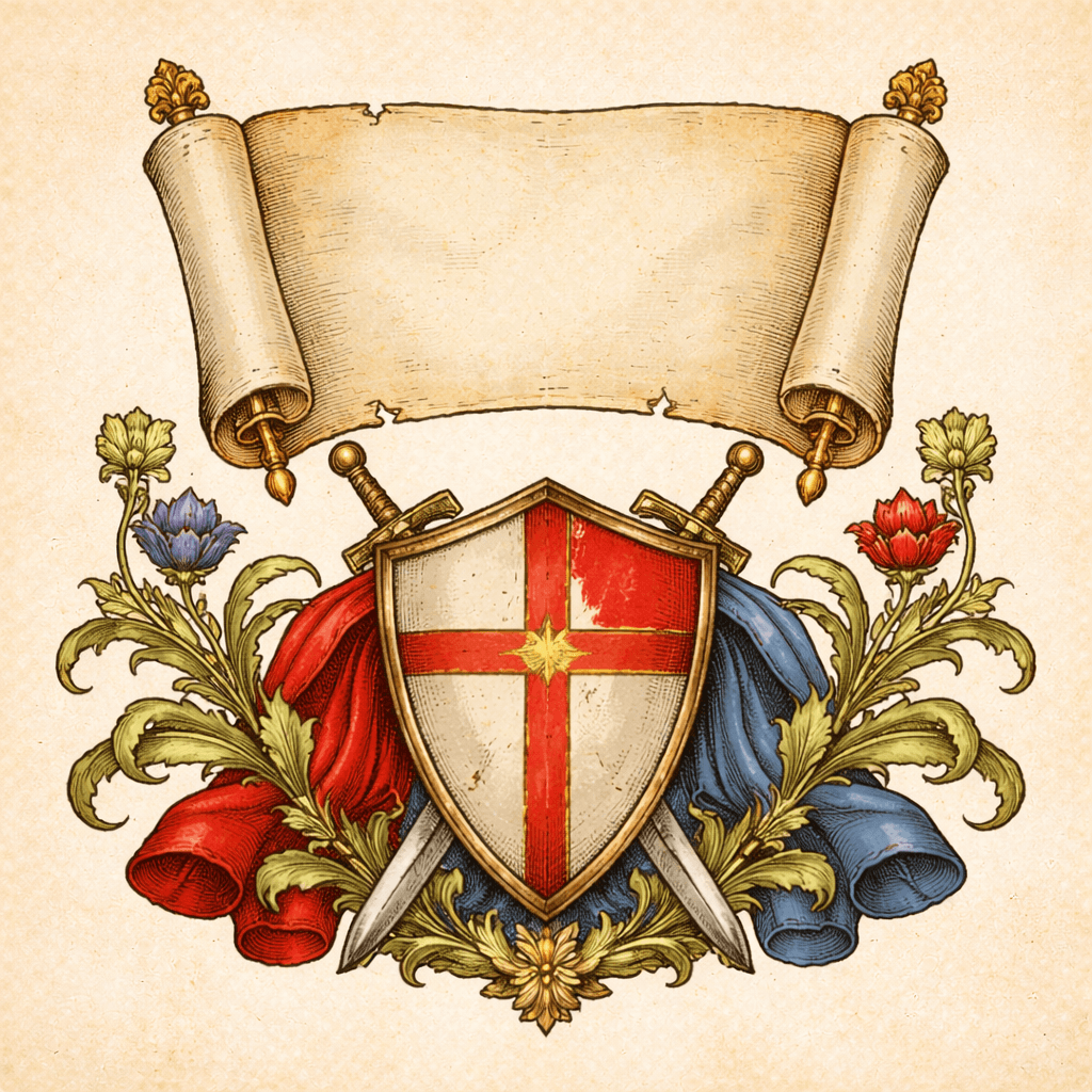 A shield and scroll