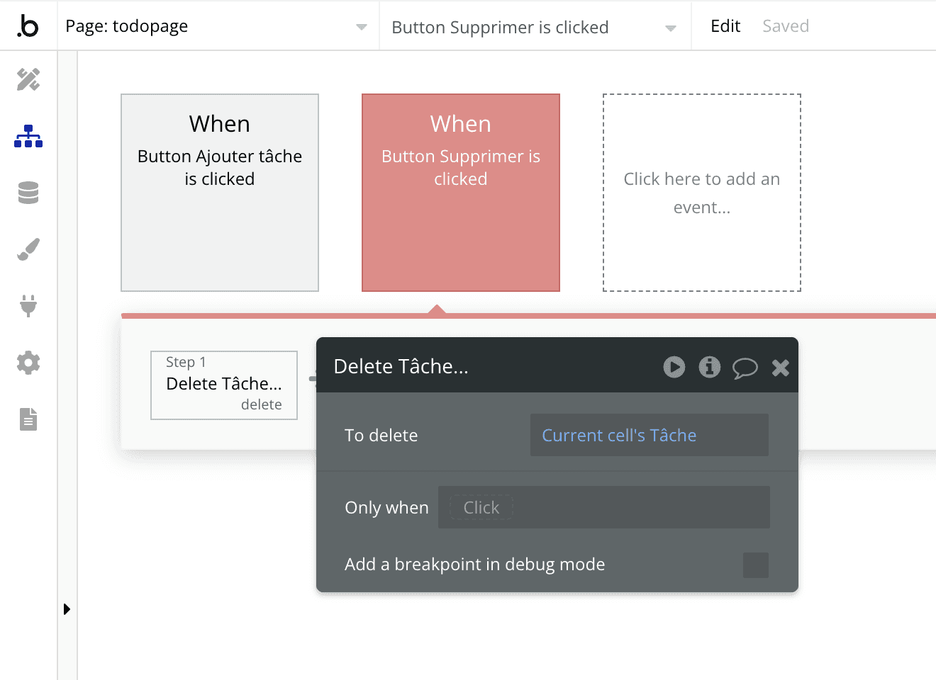 Workflow supprimer tâche