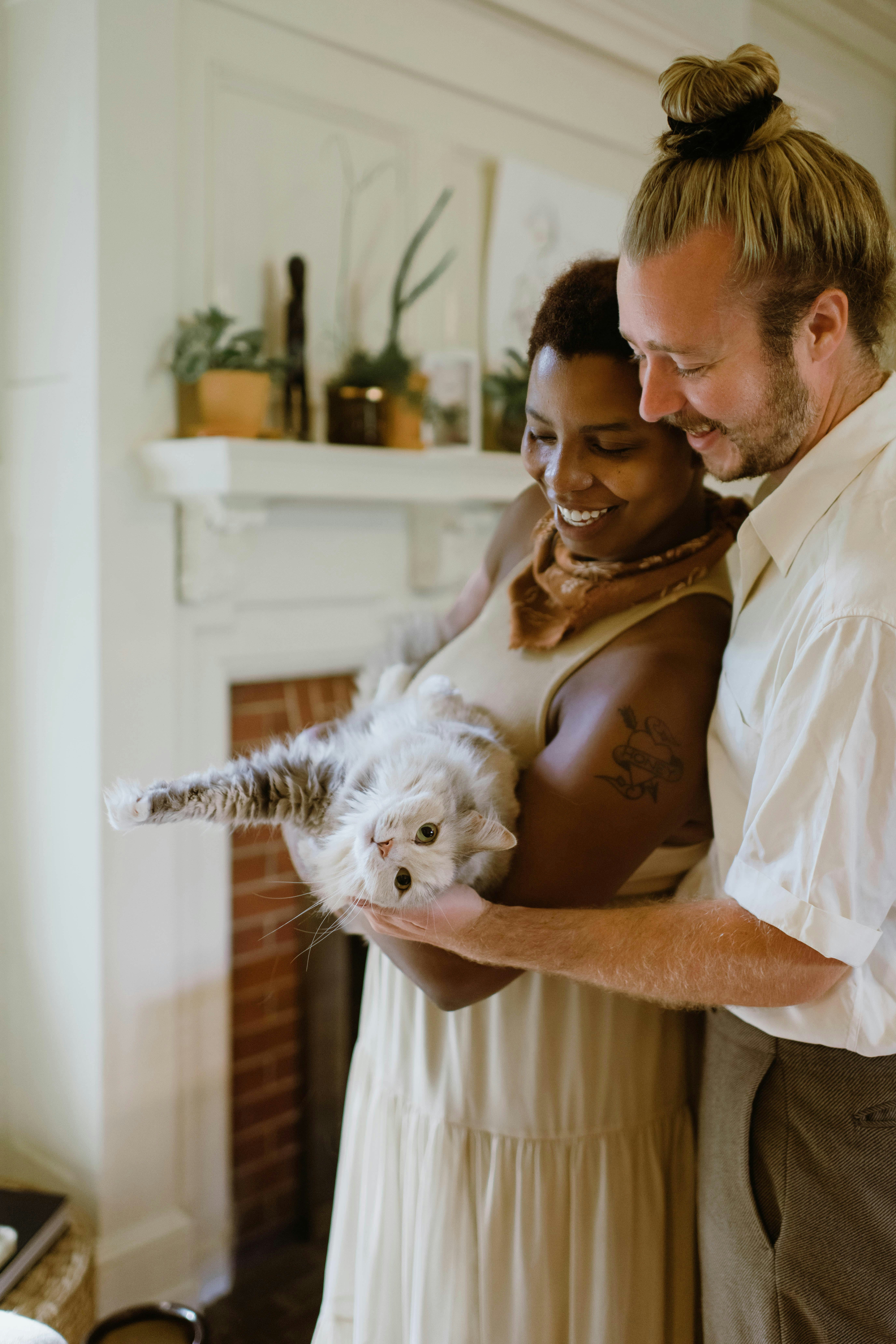 couple with a cat