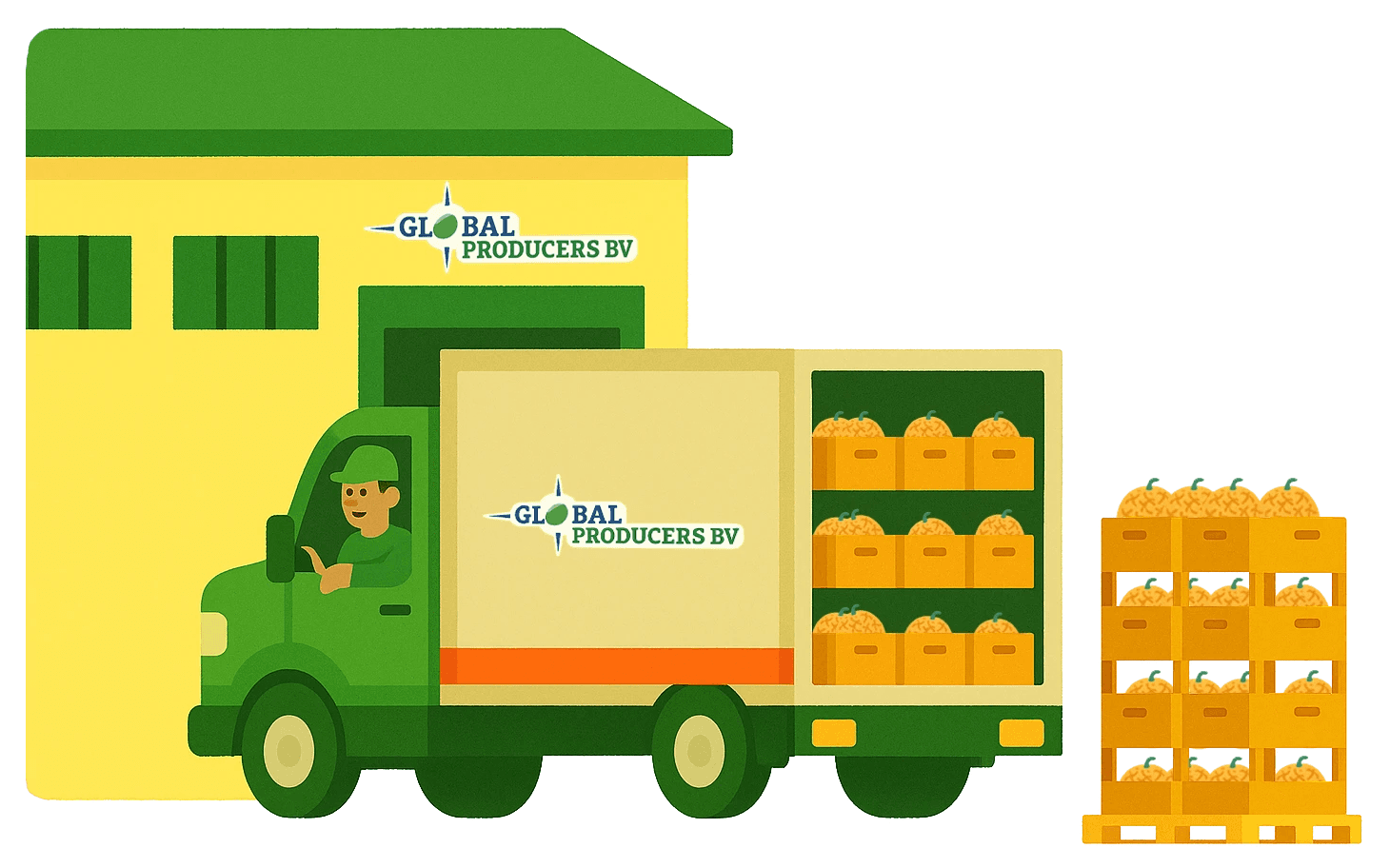 Global Producer Truck bringt die Früchte zum Hafen