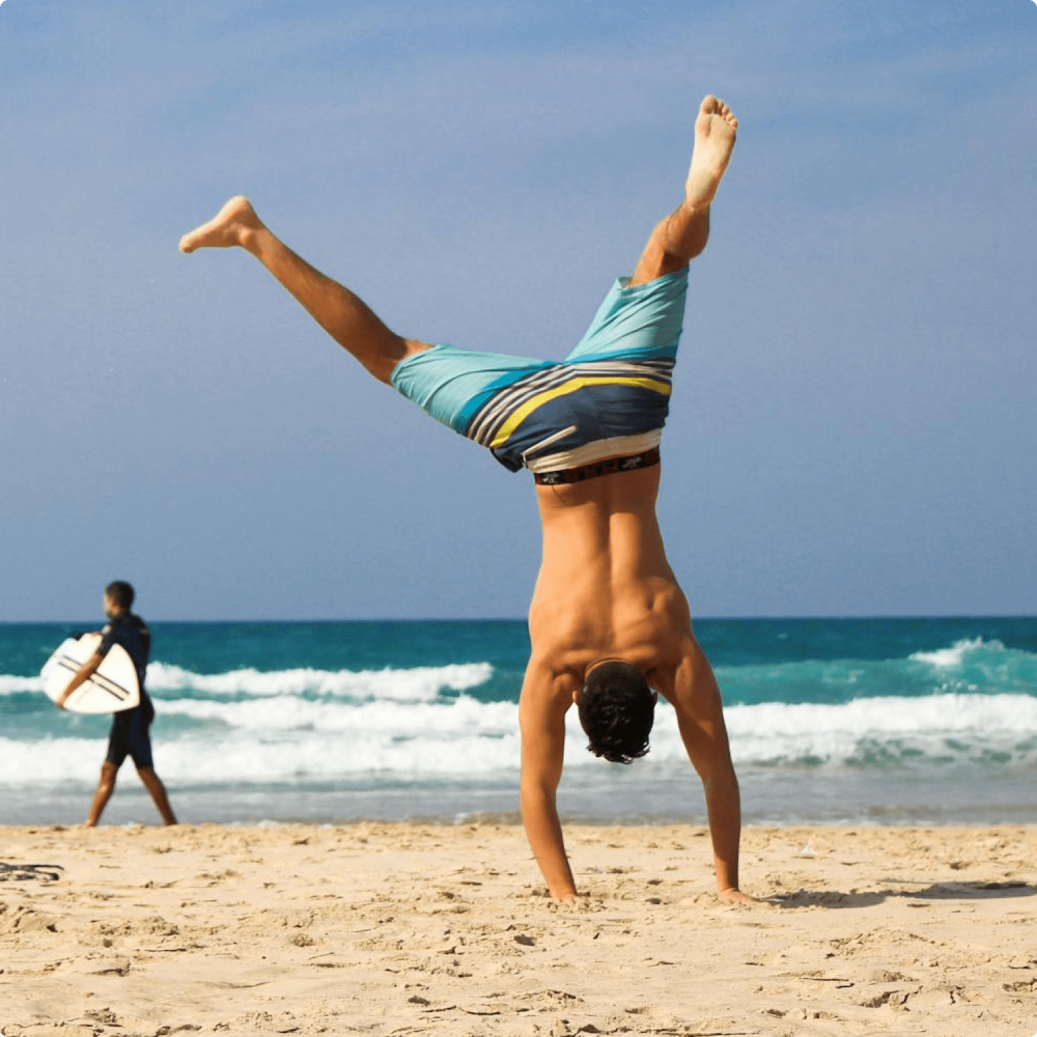 Man doing stunt at beach