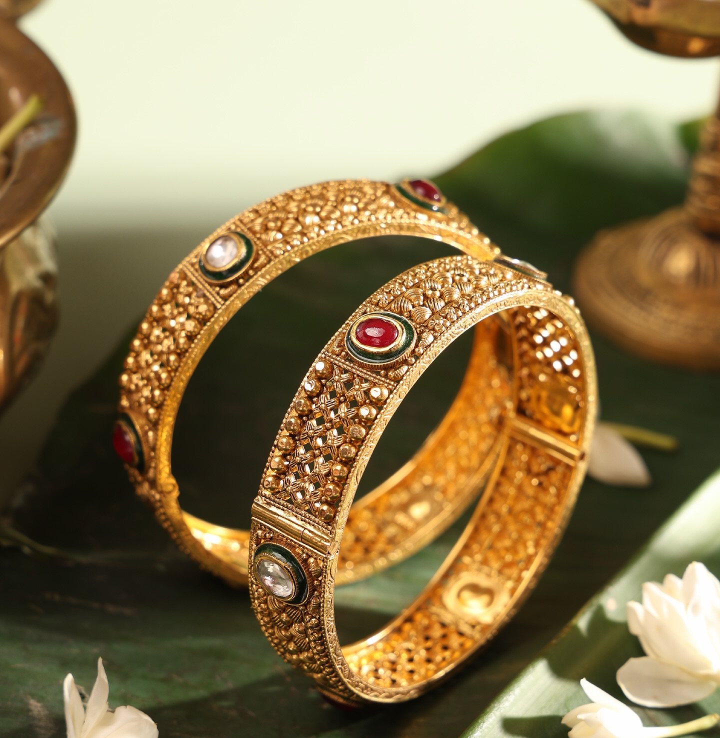 Ruby Kada Pair, 22K antique gold