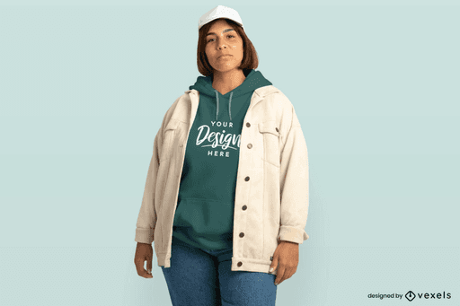 woman with hoodie mockup