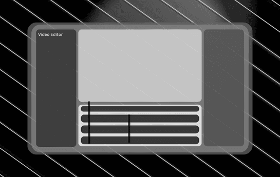 Image featuring layered video frames and brand visuals on an abstract background.