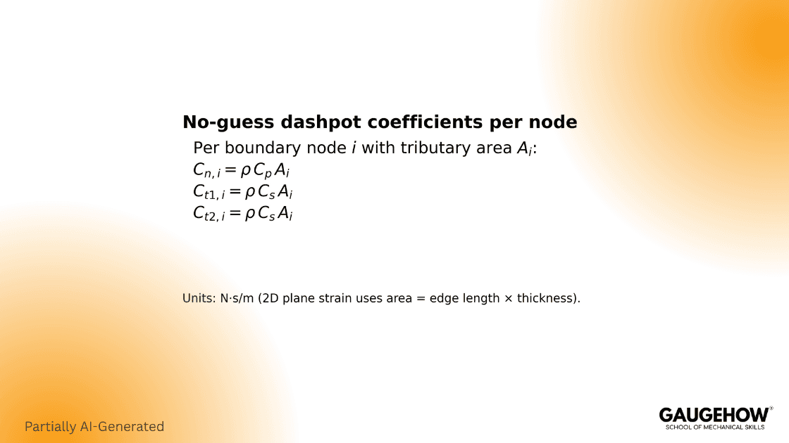 Dashpot coefficients per node tributary area