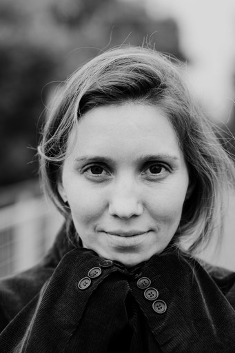 A black and white photo of a woman