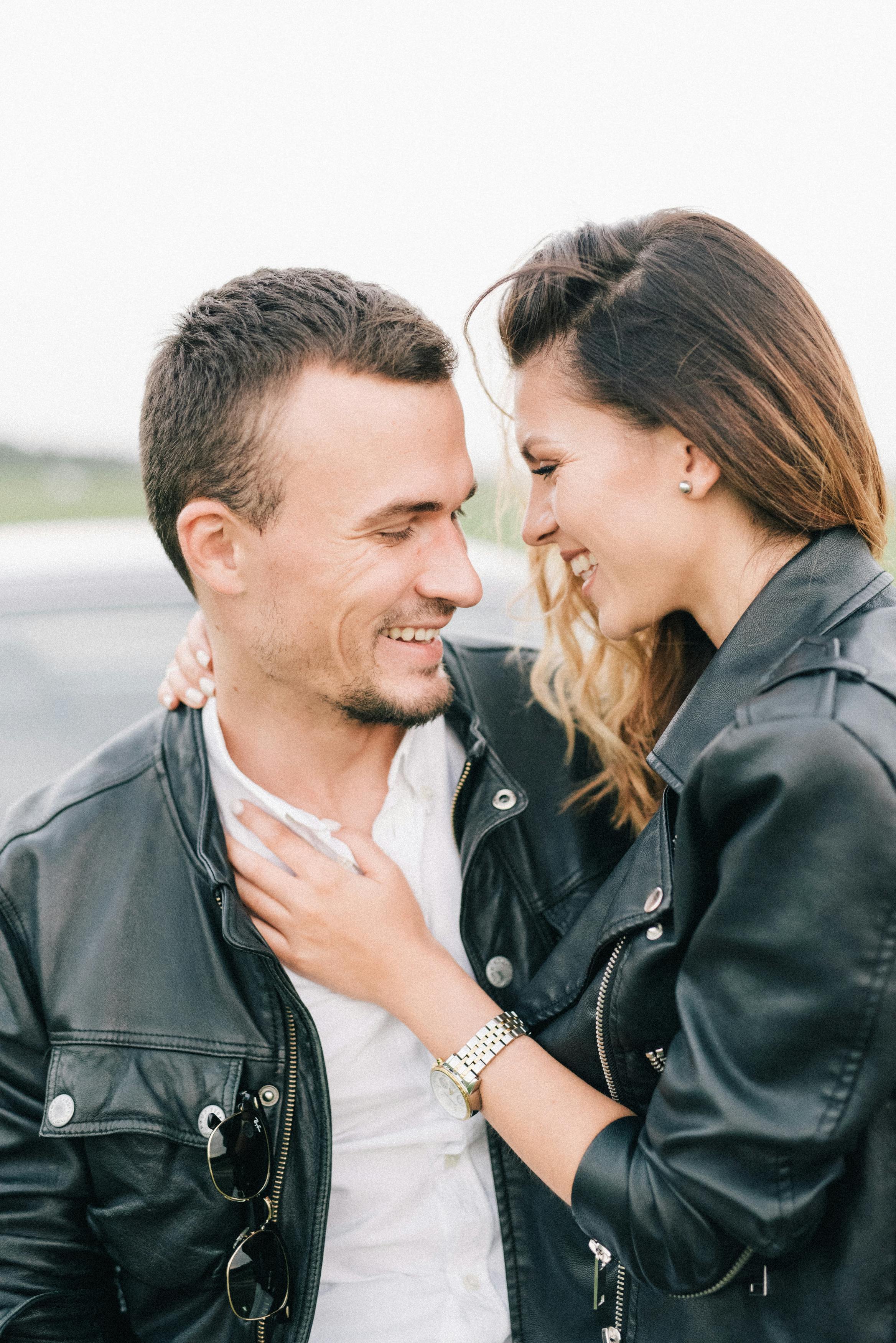 Lovers matching leather jacket