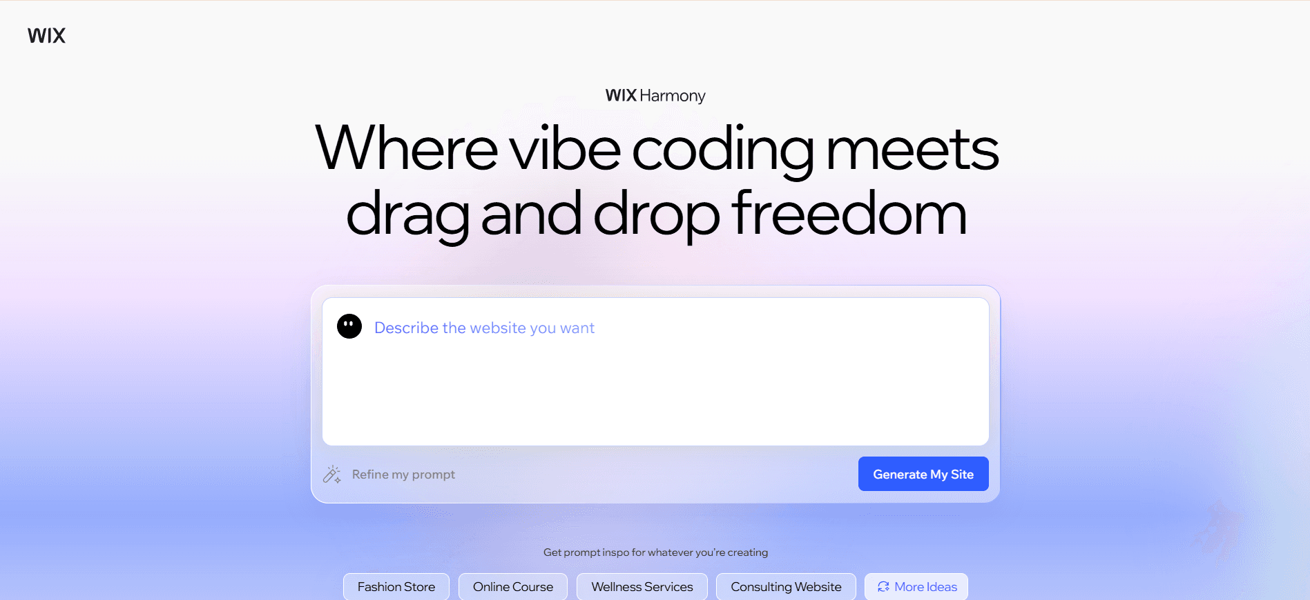 Wix Harmony website homepage
