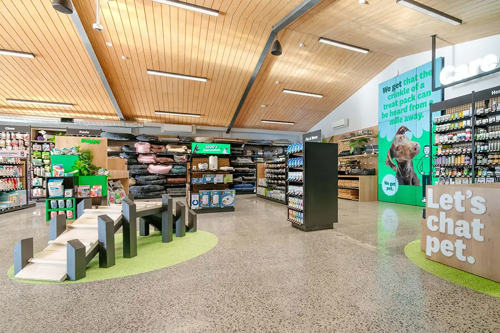 An interior shot of the first Petdirect store in Takapuna, Auckland/