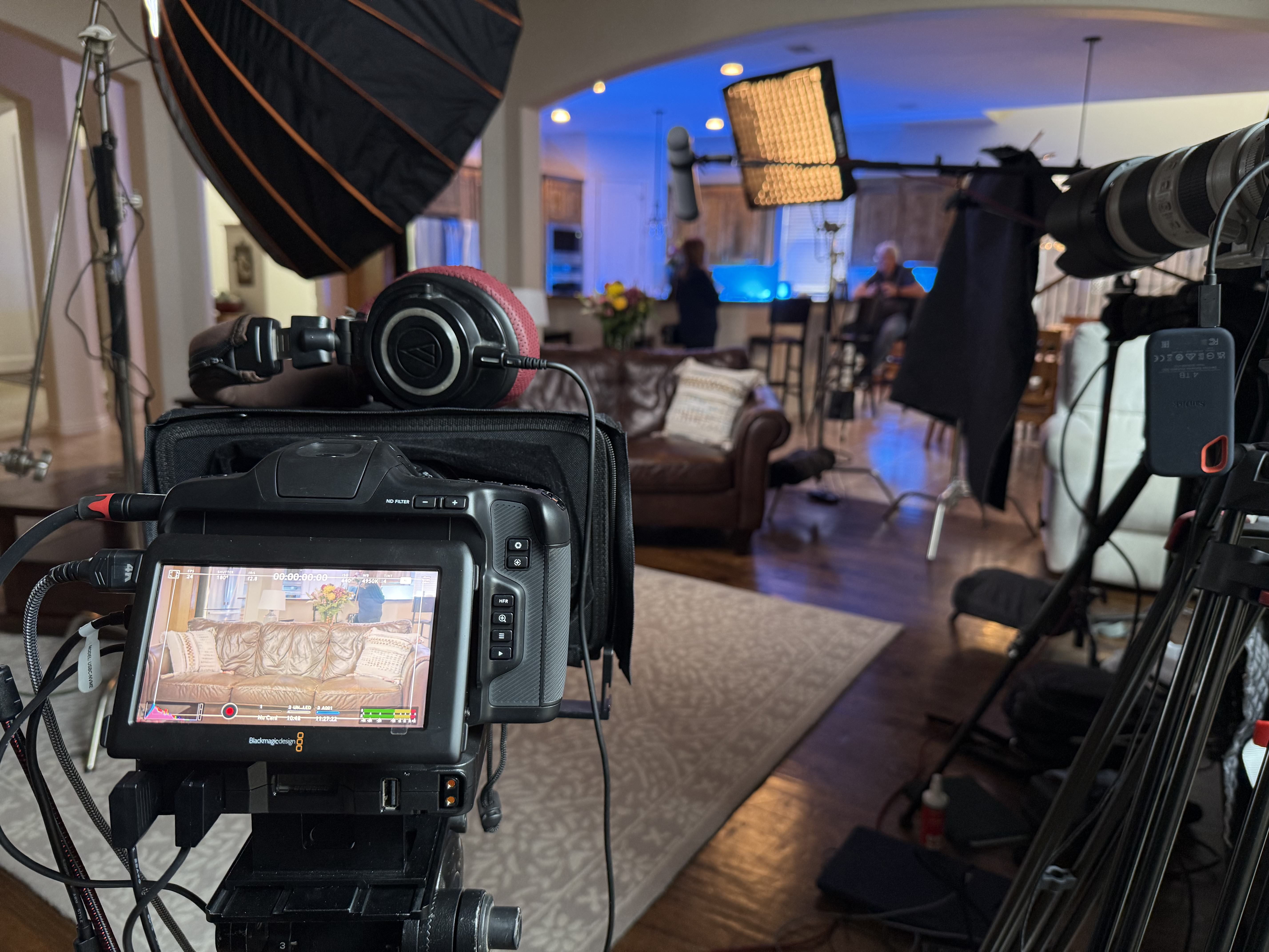 Stan's living room set up for production