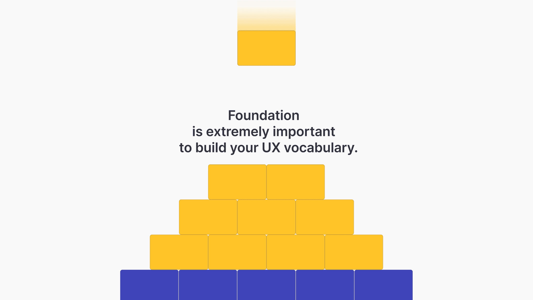 Building blocks representing a foundation to show the importance of a base for building UX vocabulary