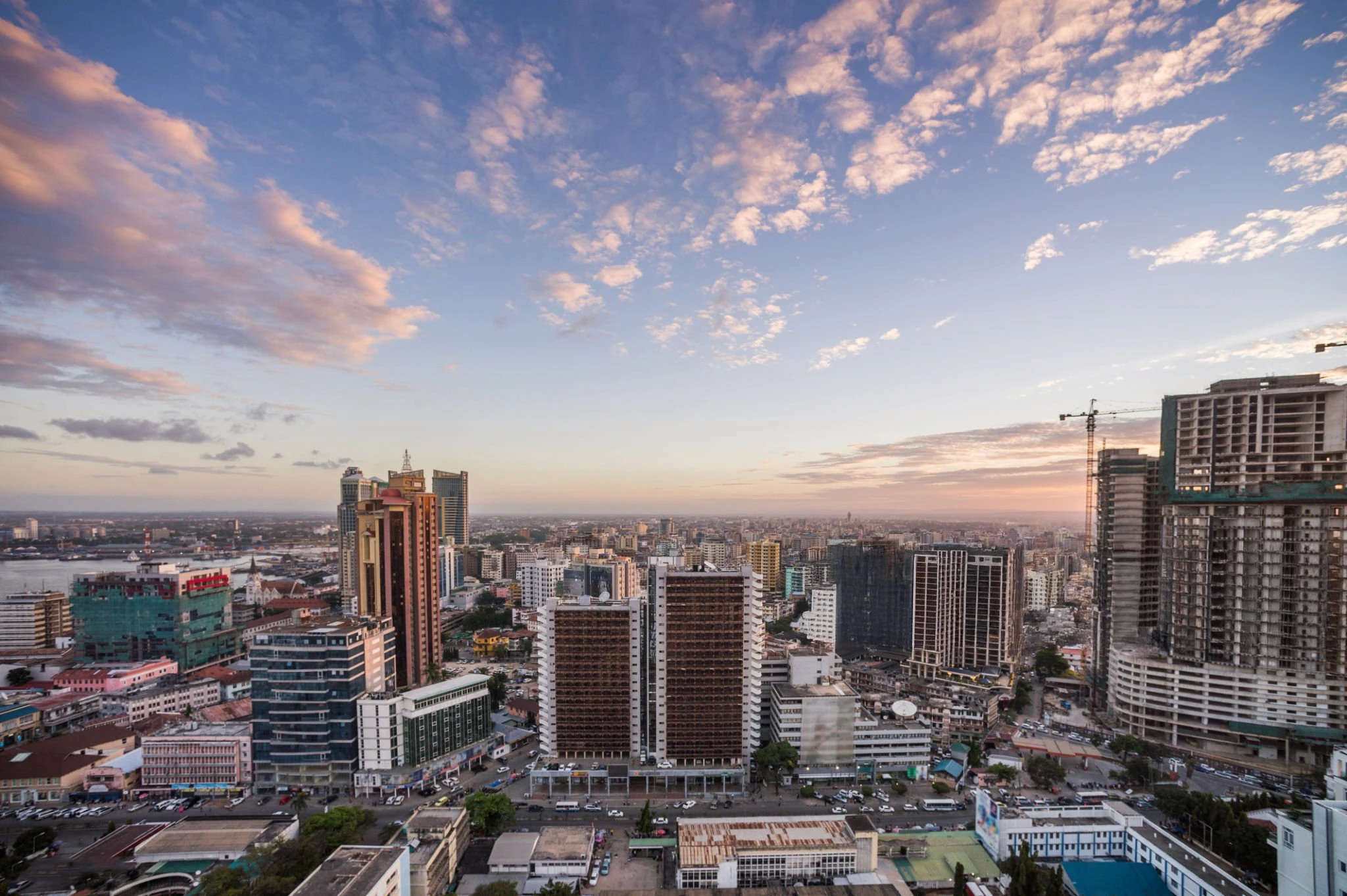 Drone shot of a running track at night