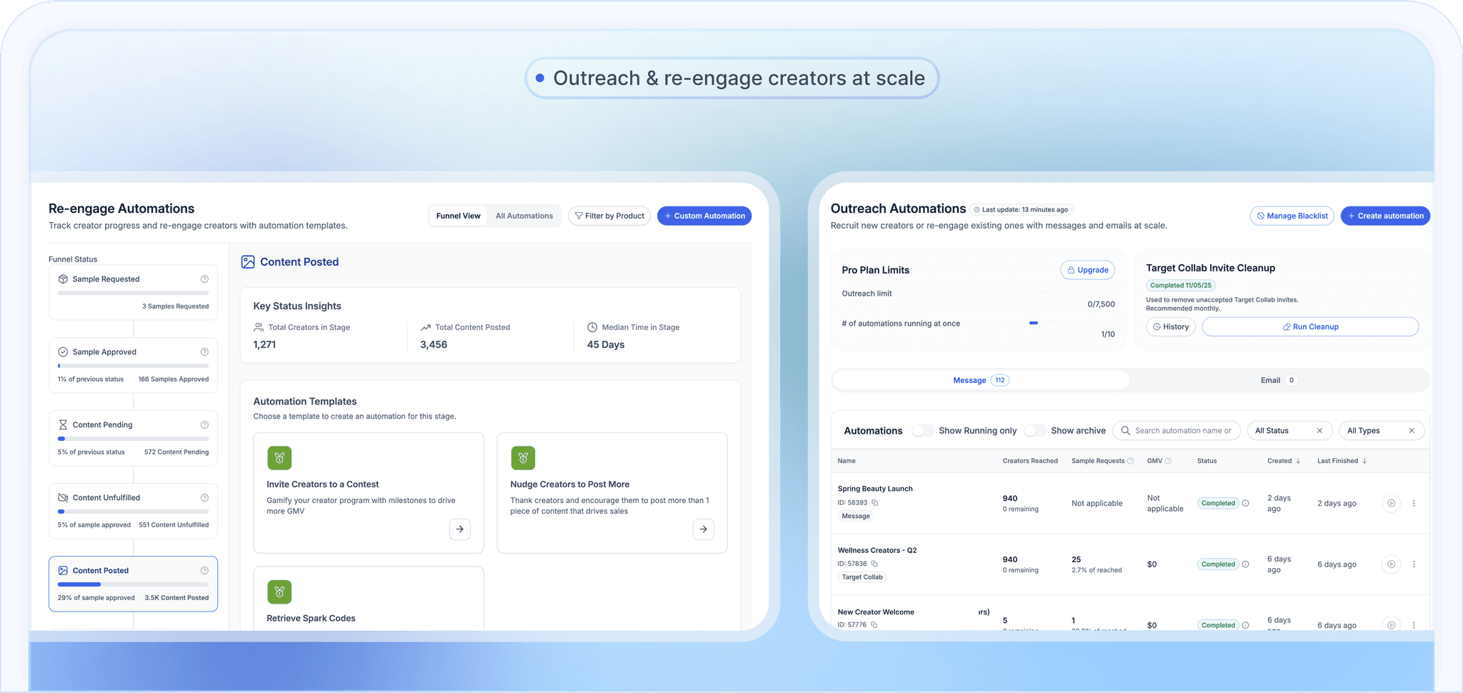 Reacher dashboard