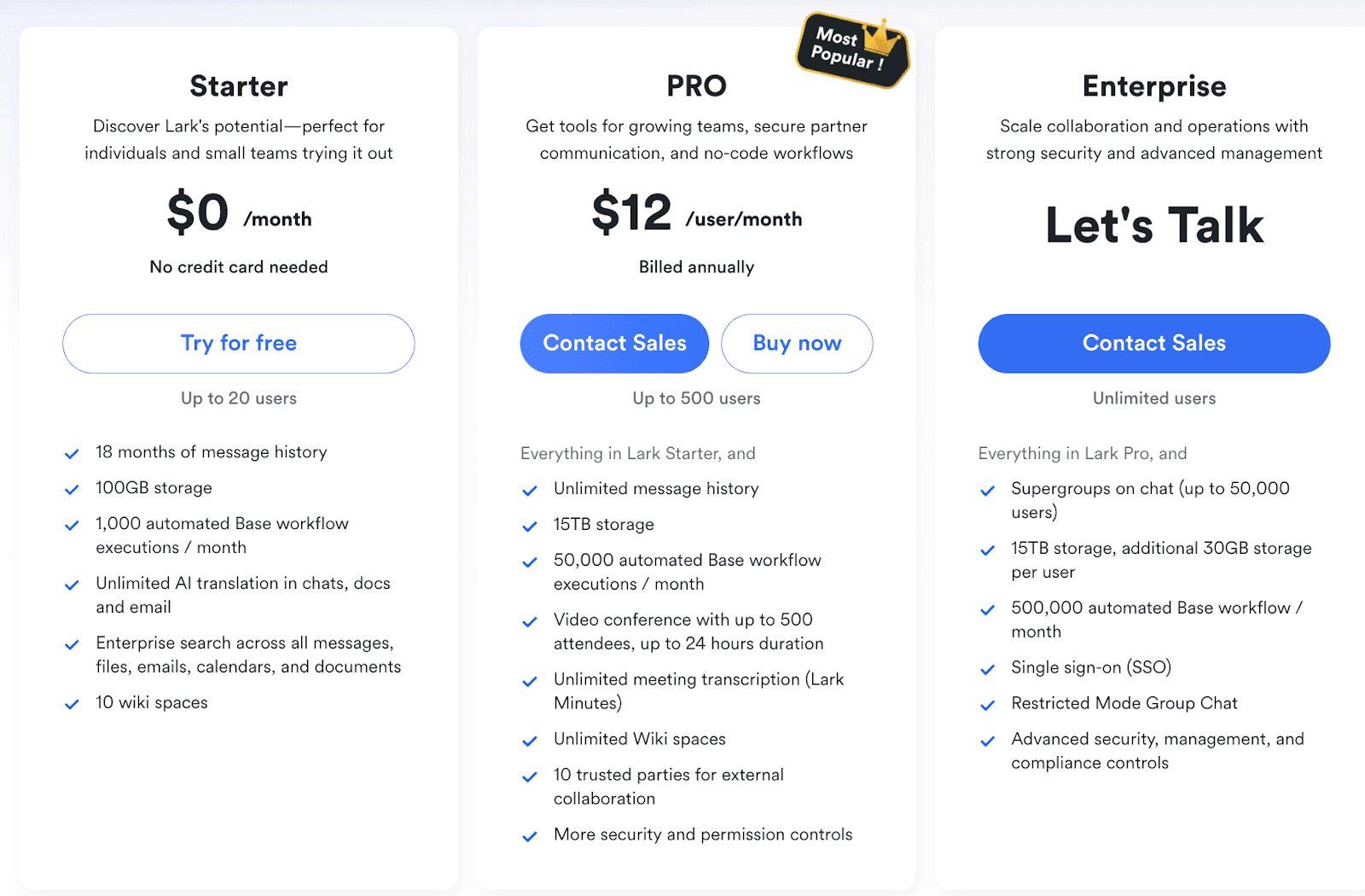 Lark Pricing