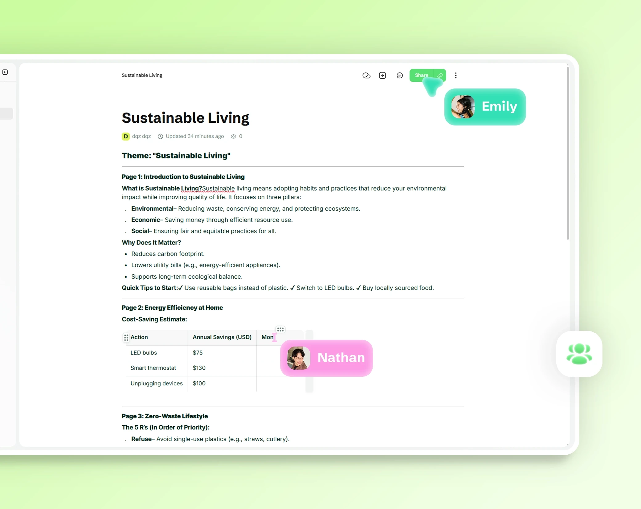 Drime document editing