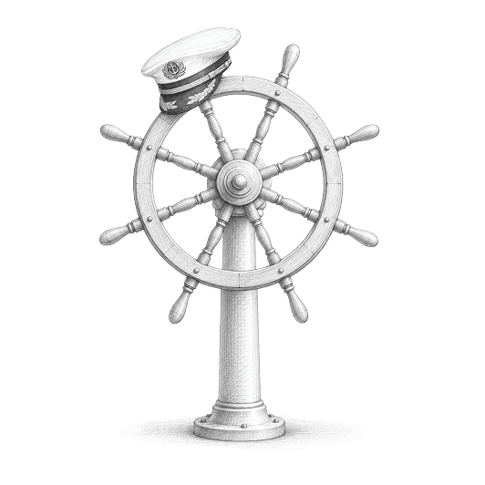 Ship’s wheel representing ownership and responsibility.