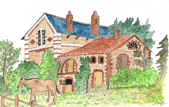 Dessin du manoir des Érennes à Saint-Géréon