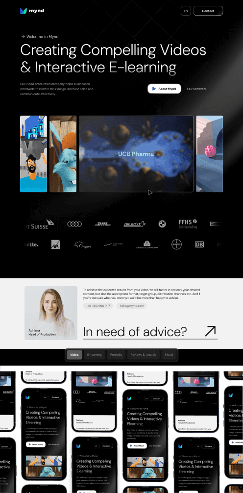 Redesign of the animations agency's Landing page