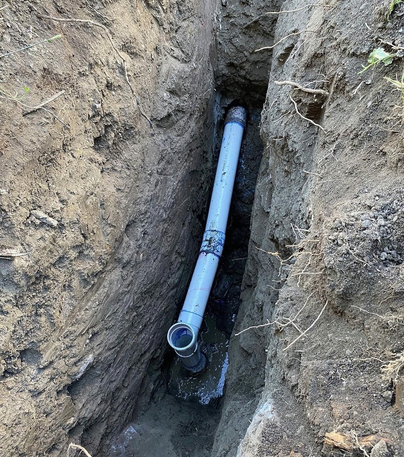Sewer line repair in progress