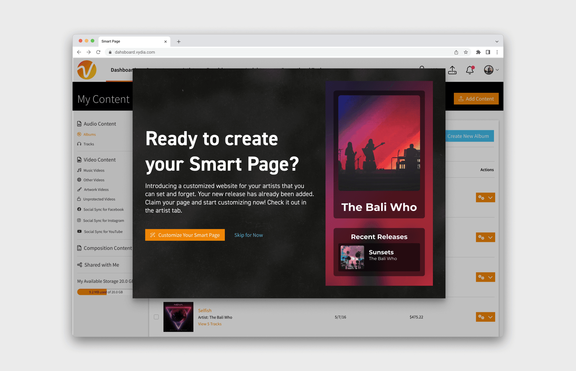 Product Marketing Modal for Smart Pages