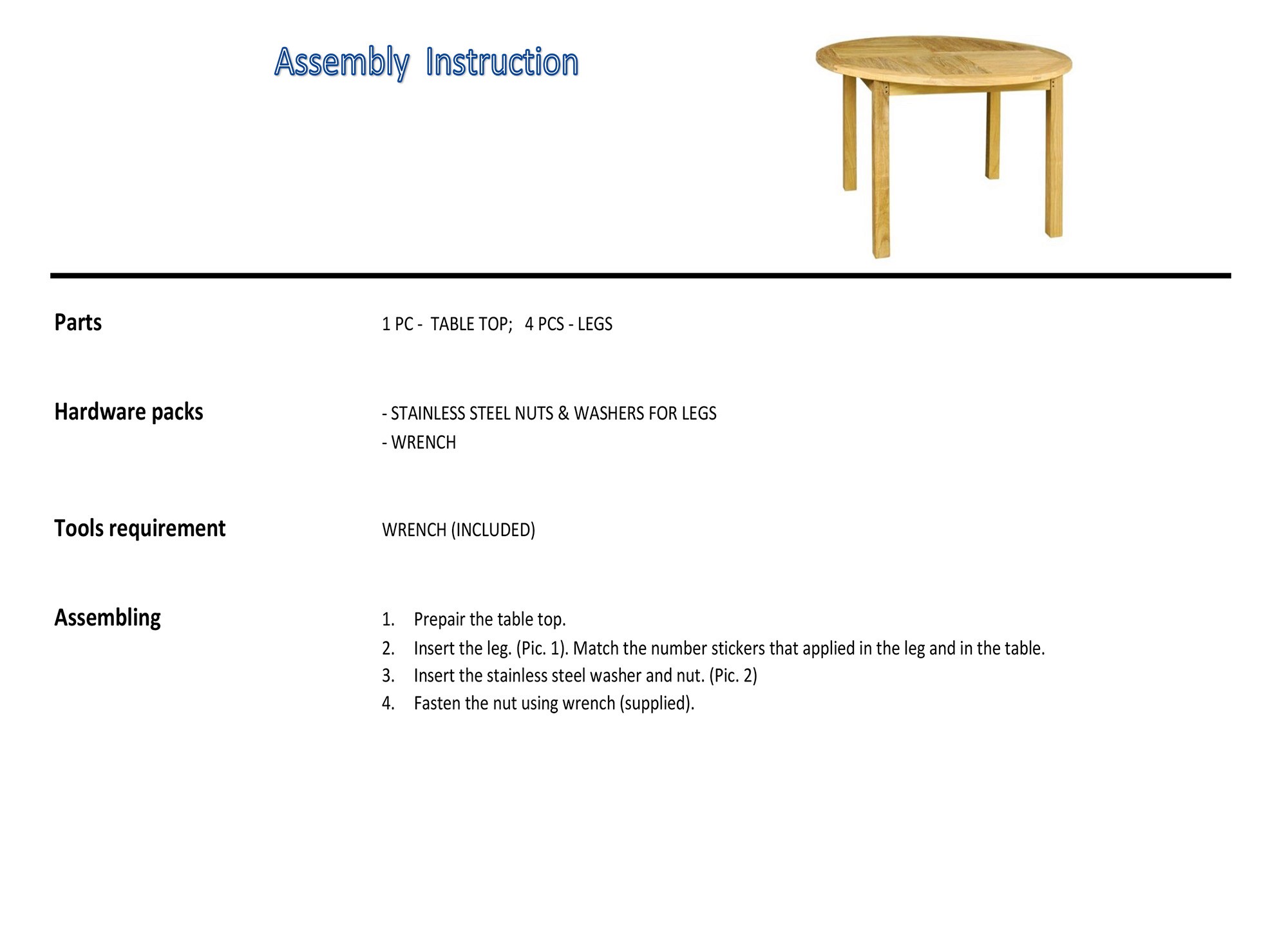 assembly instruction